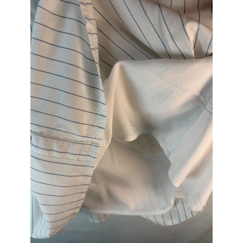 Abercrombie Kids White Blue Striped Short Sleeve Button Front Shirt Dress 13/14